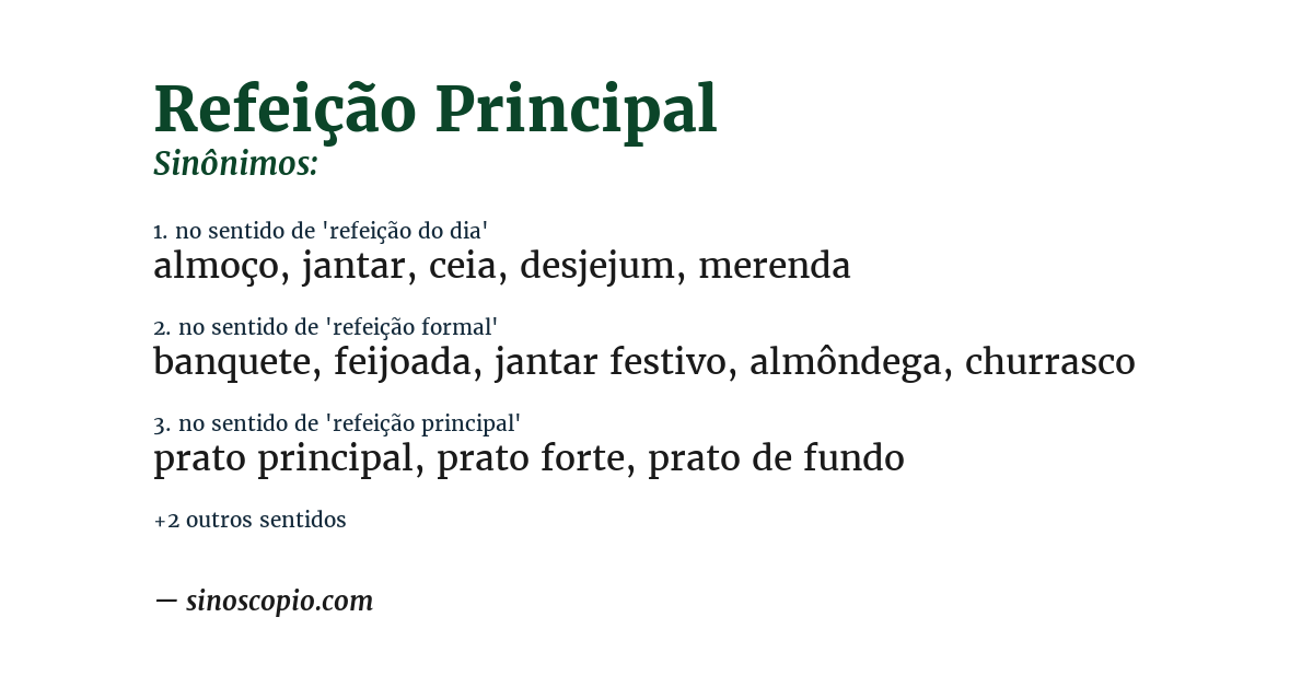 Sinônimo de refeição principal