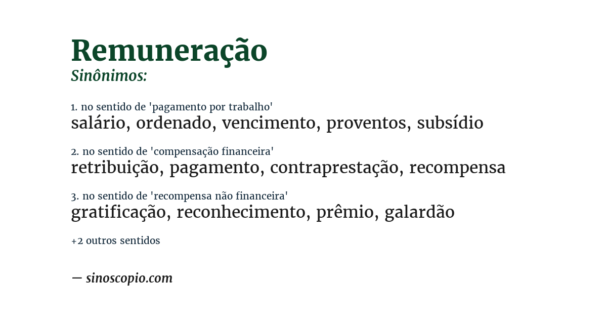 Sinônimo de remuneração