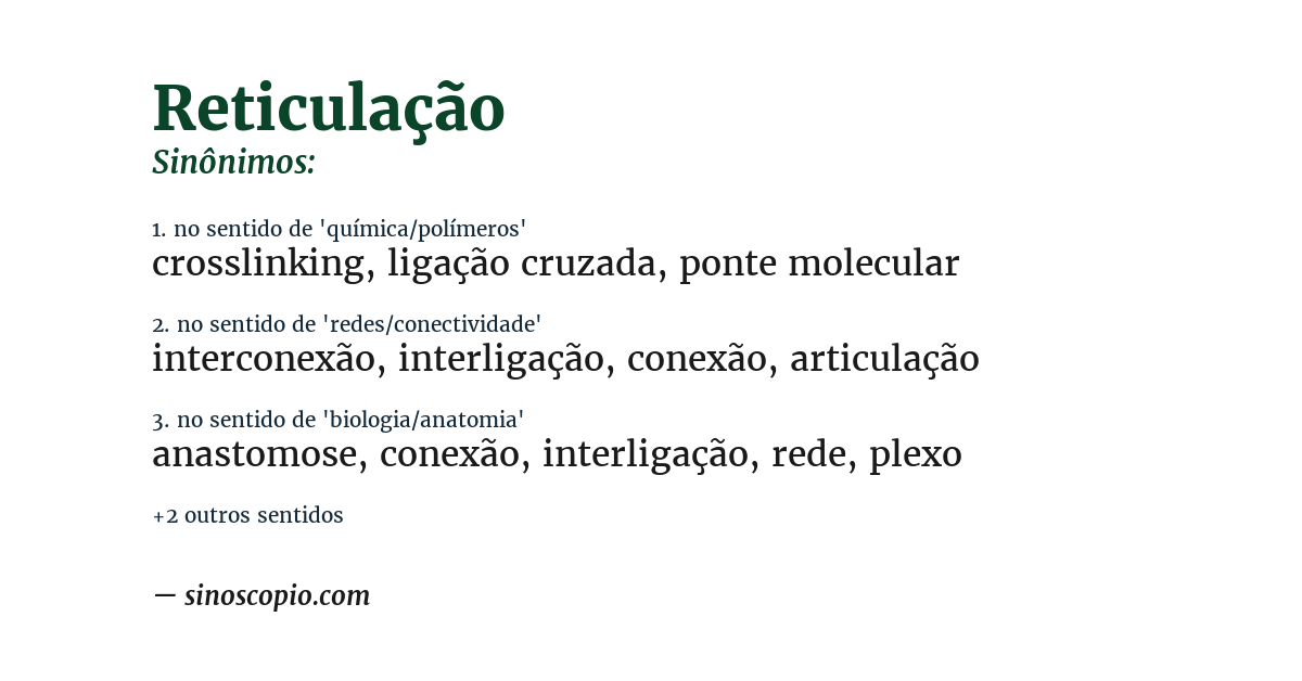 Sinônimo de reticulação
