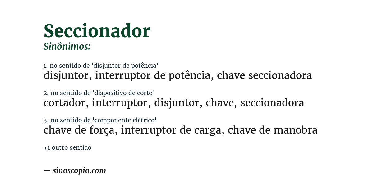 Sinônimo de seccionador