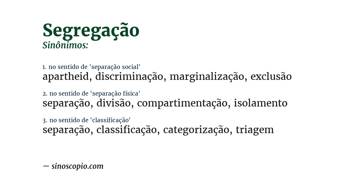 Sinônimo de segregação