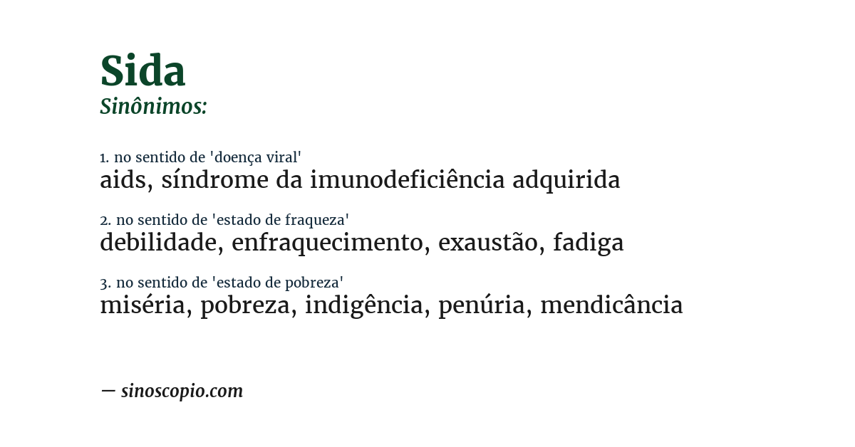 Sinônimo de sida