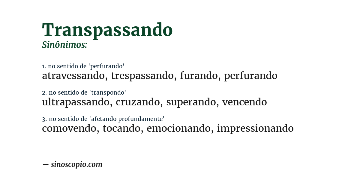 Sinônimo de transpassando