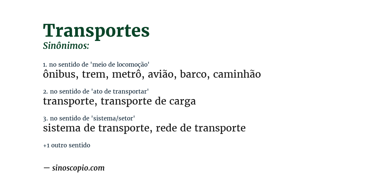 Sinônimo de transportes