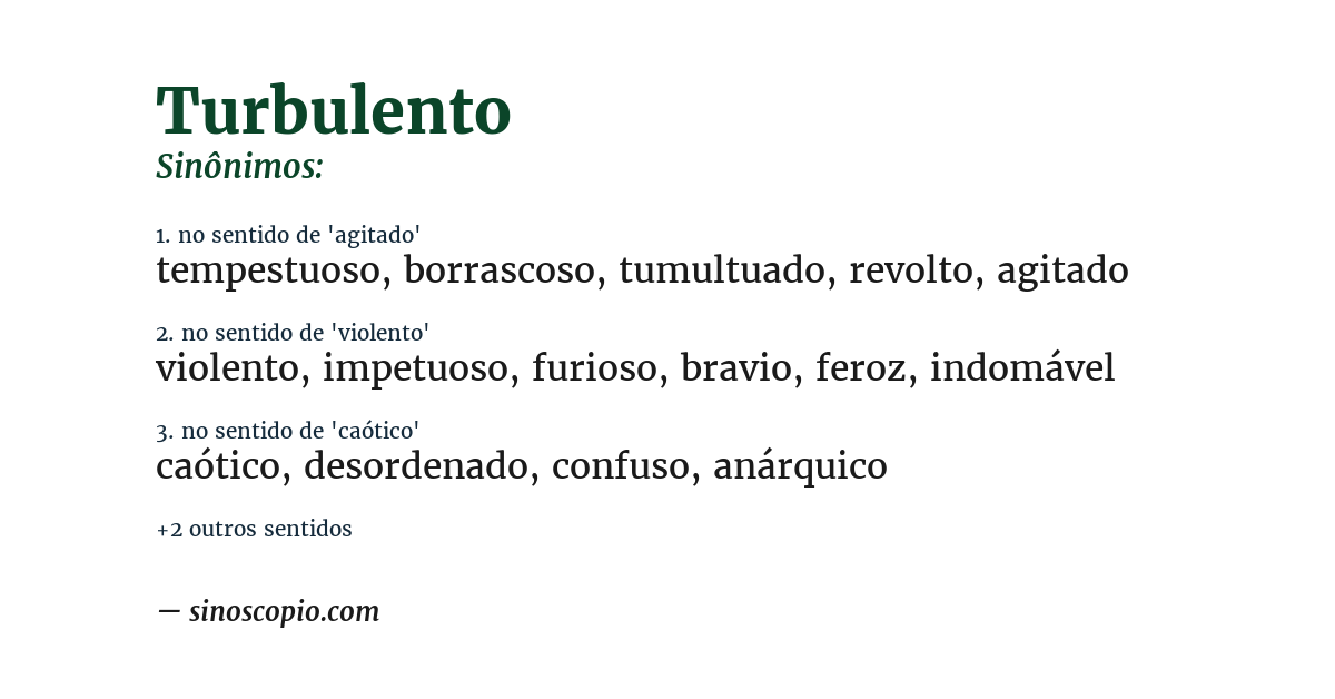 Sinônimo de turbulento