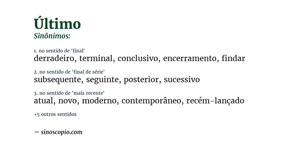 Sinônimo de último