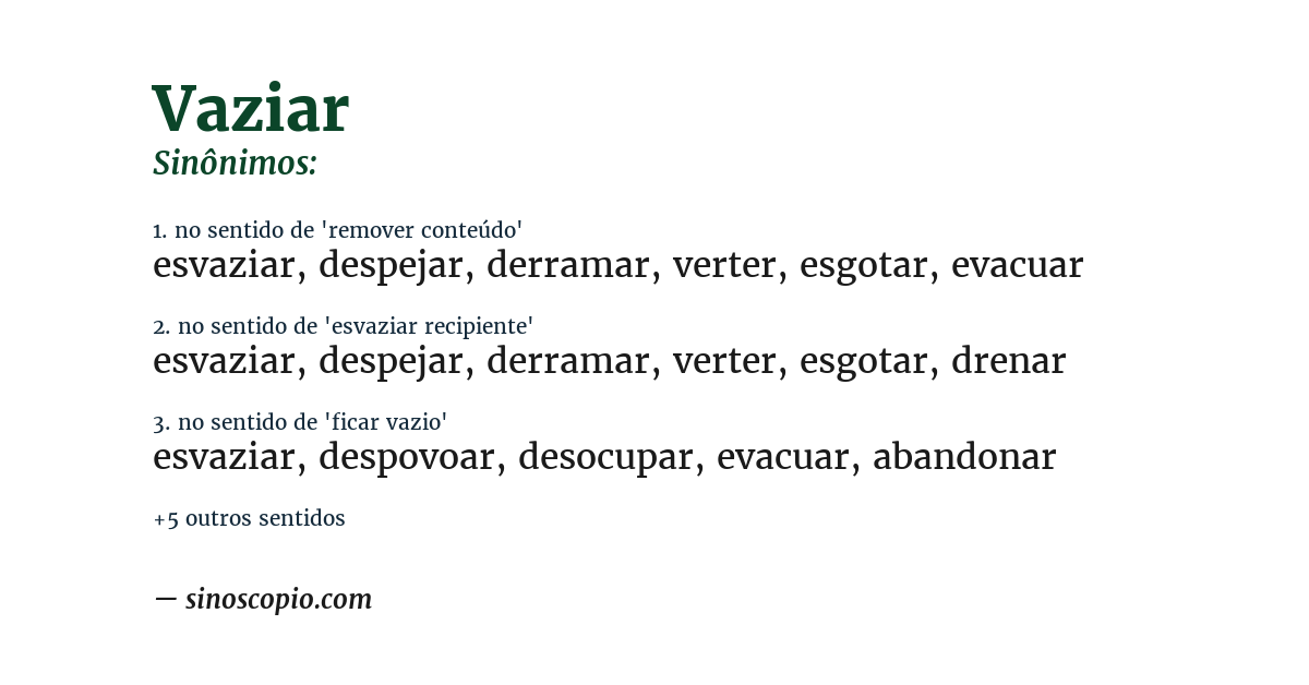Sinônimo de vaziar