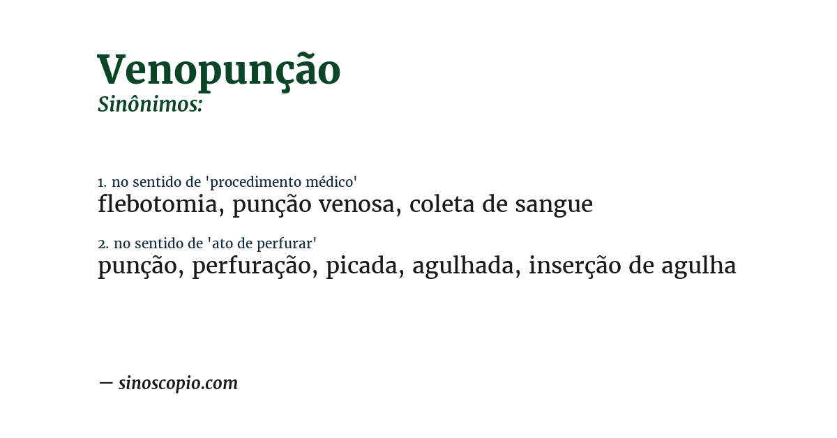 Sinônimo de venopunção