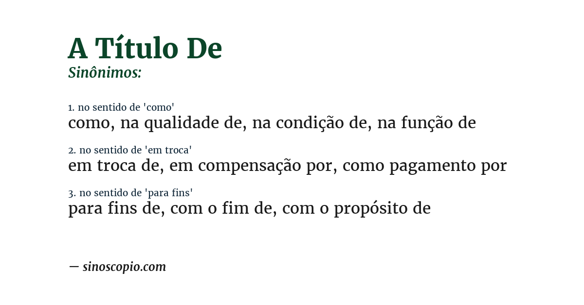 Sinônimo de a título de
