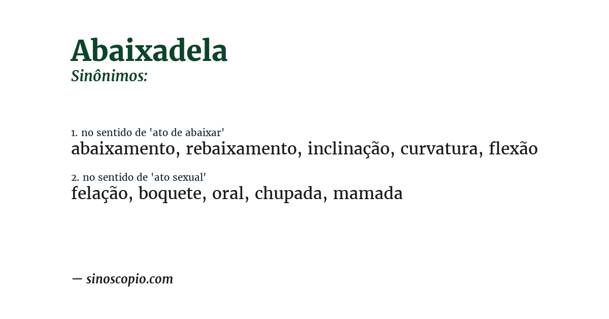 Sinônimo de abaixadela