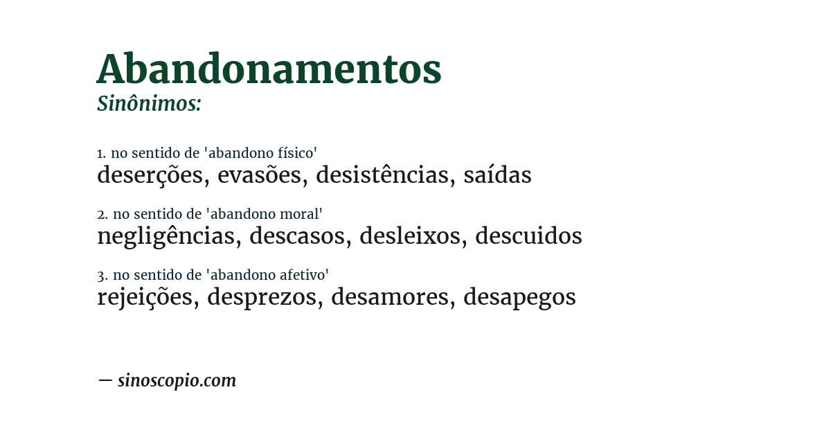 Sinônimo de abandonamentos