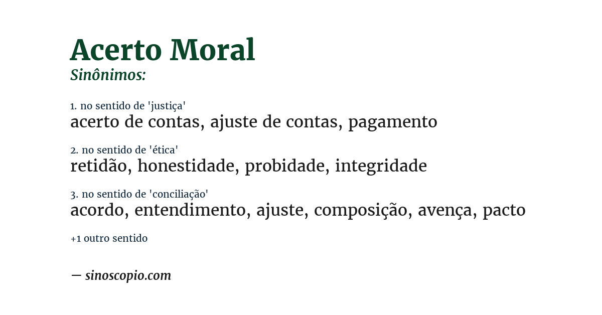 Sinônimo de acerto moral