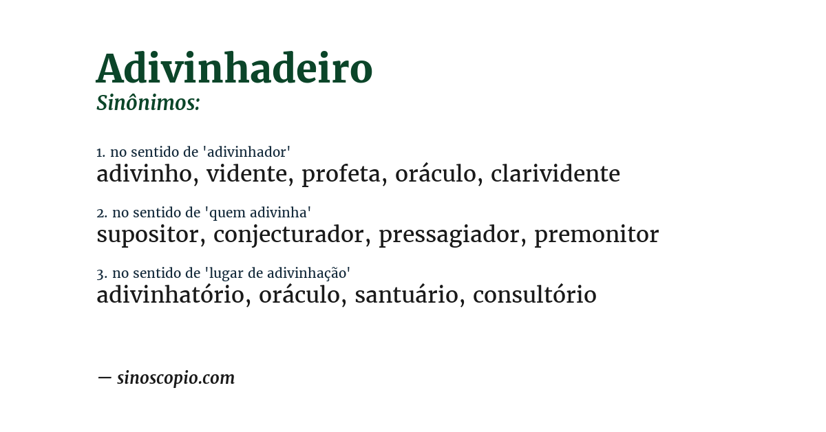 Sinônimo de adivinhadeiro