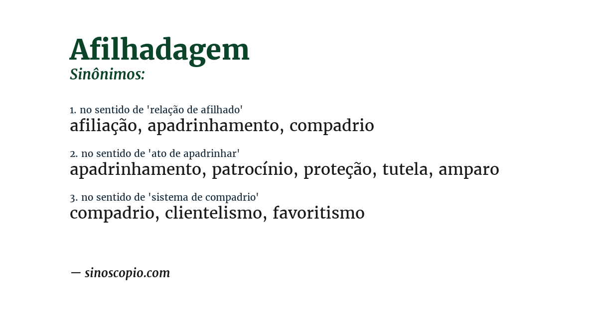 Sinônimo de afilhadagem