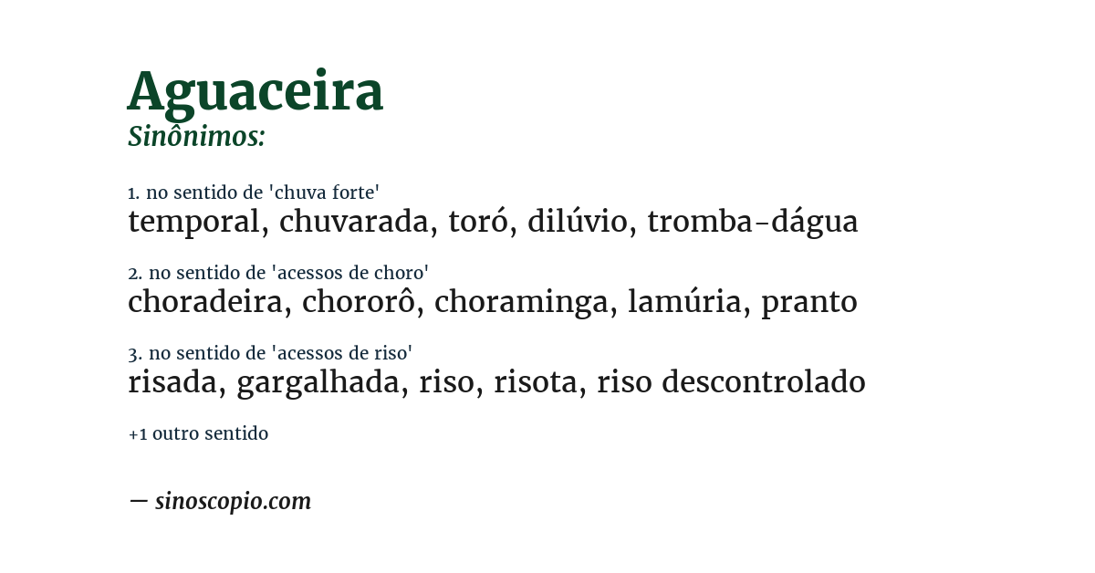 Sinônimo de aguaceira