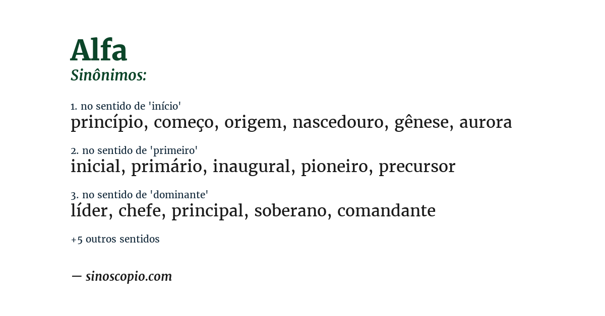 Sinônimo de alfa