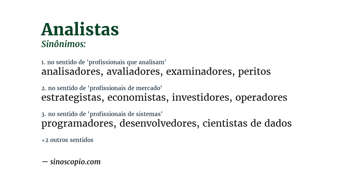 Sinônimo de analistas