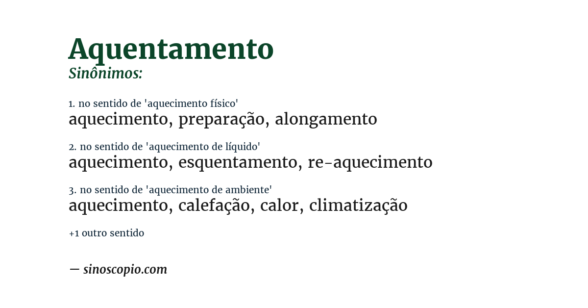 Sinônimo de aquentamento