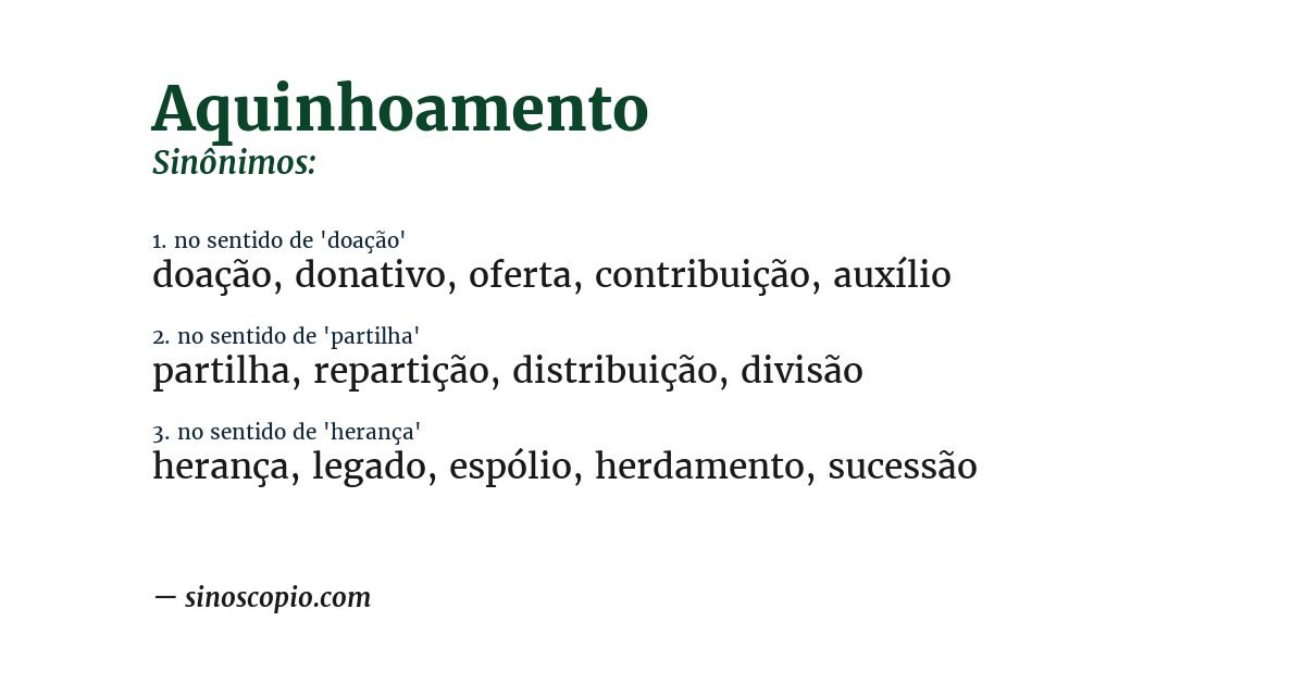 Sinônimo de aquinhoamento