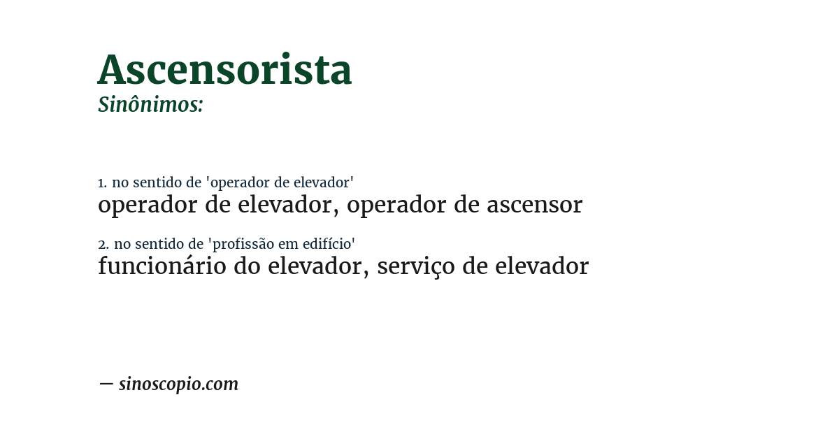 Sinônimo de ascensorista