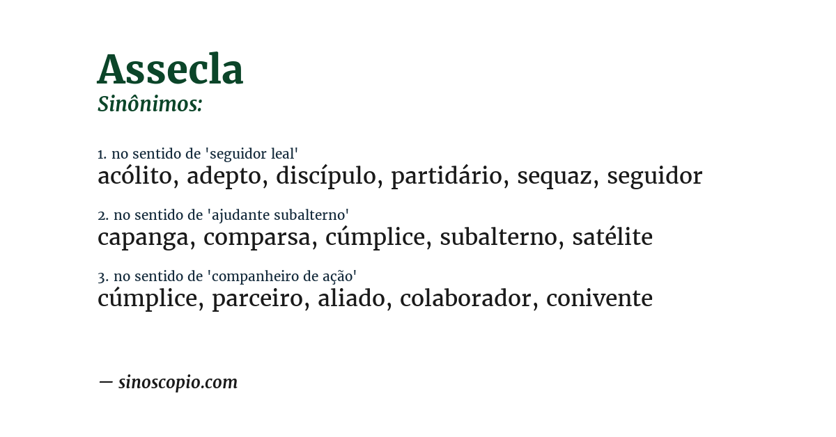 Sinônimo de assecla