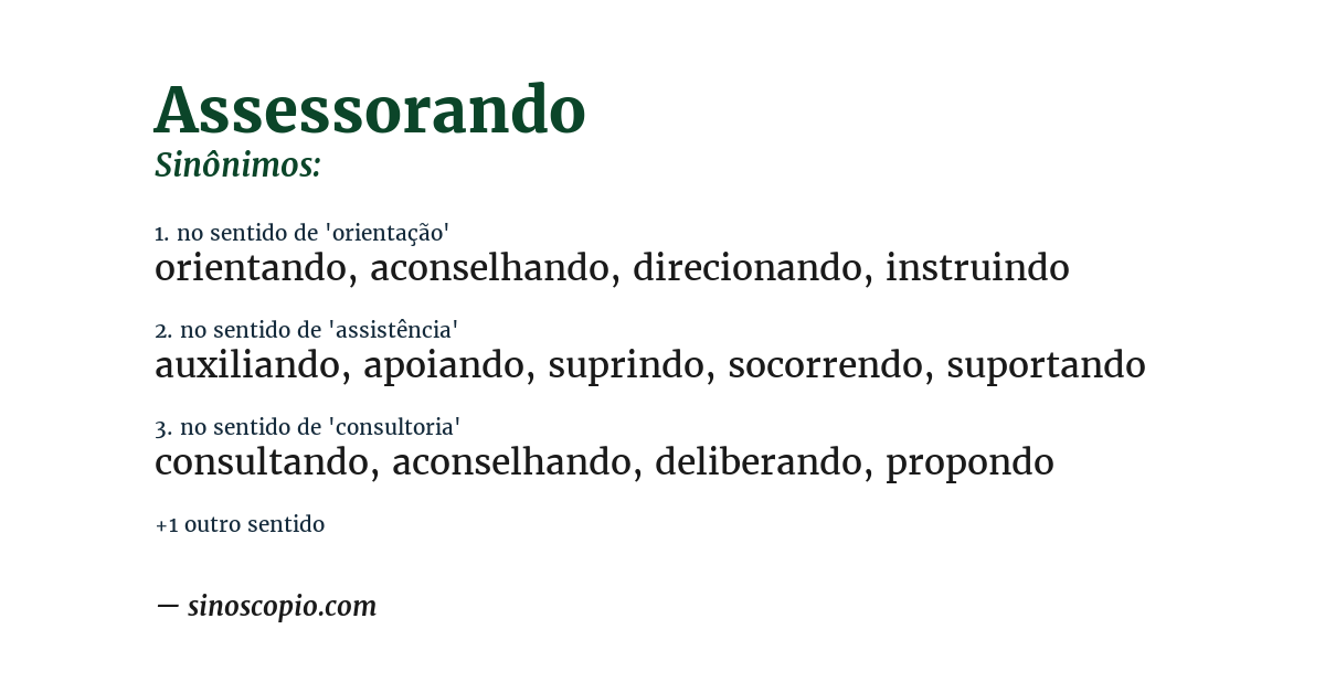 Sinônimo de assessorando
