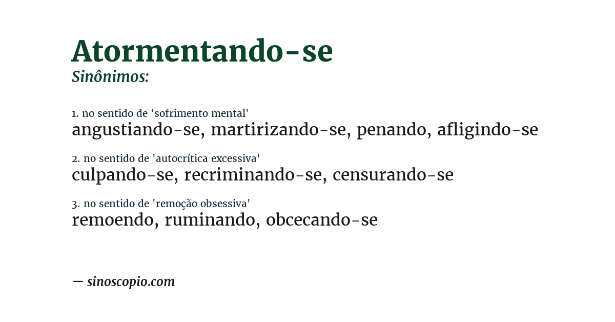 Sinônimo de atormentando-se