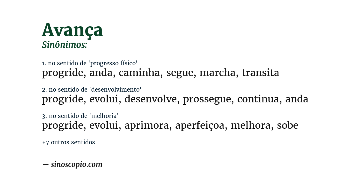 Sinônimo de avança
