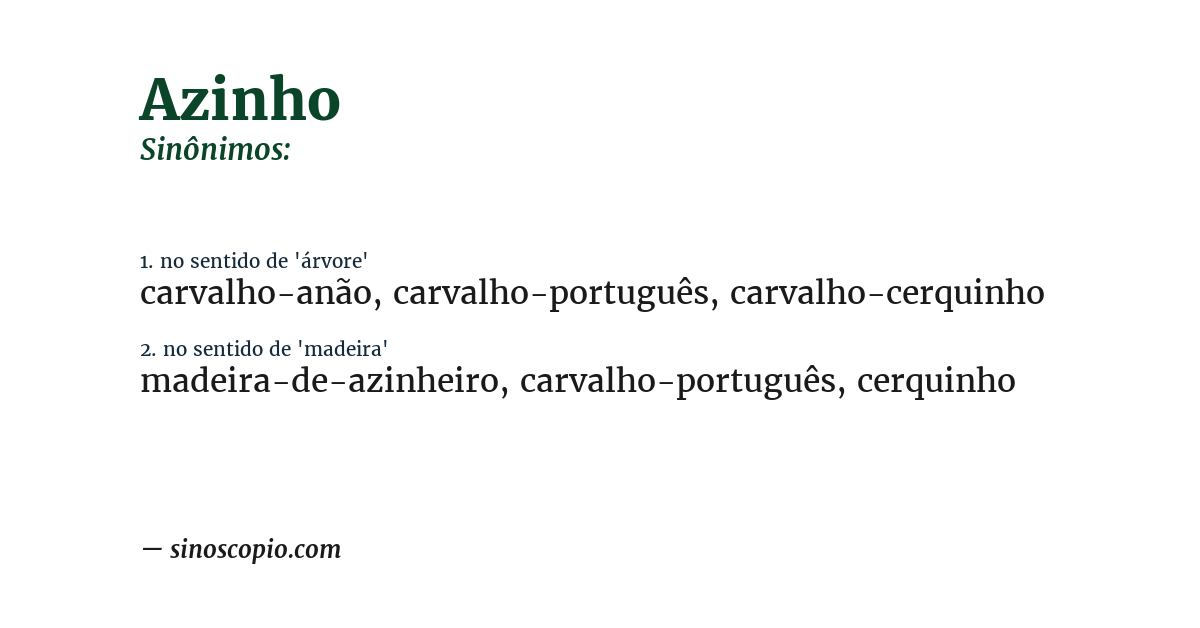 Sinônimo de azinho