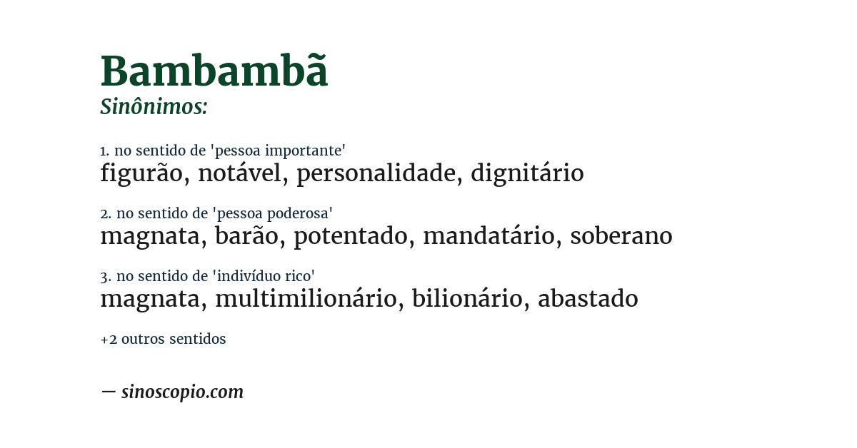 Sinônimo de bambambã