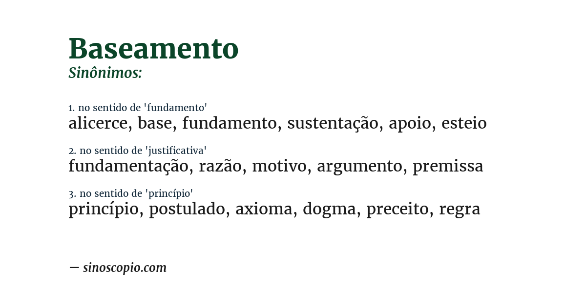 Sinônimo de baseamento