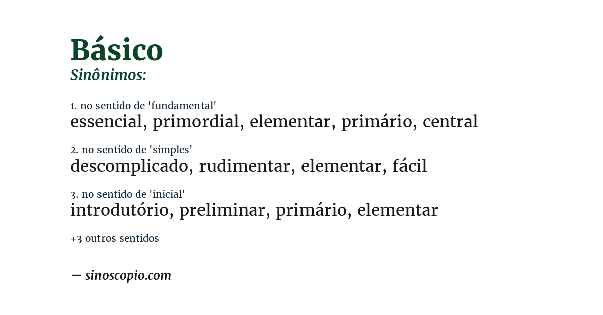 Sinônimo de básico
