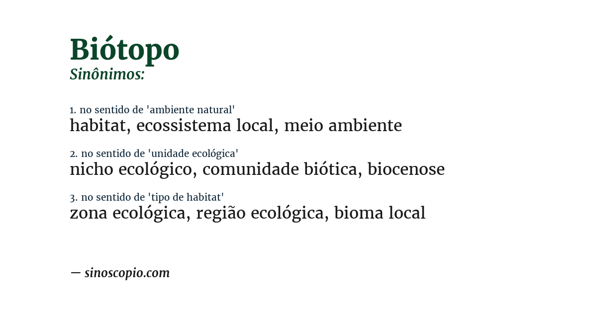 Sinônimo de biótopo