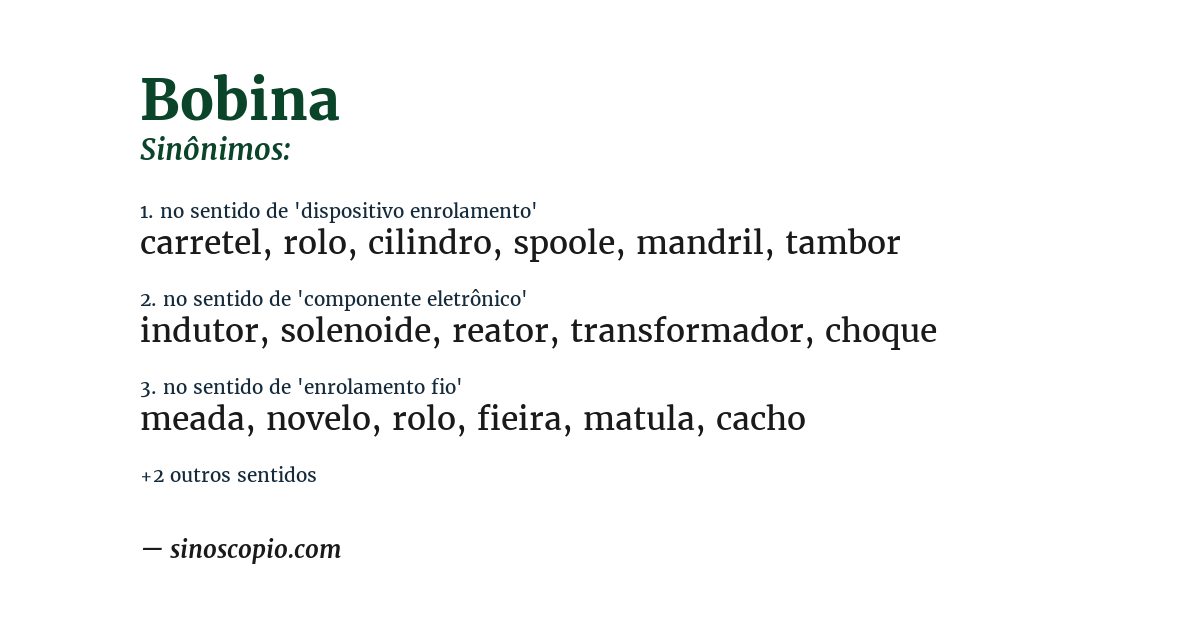 Sinônimo de bobina