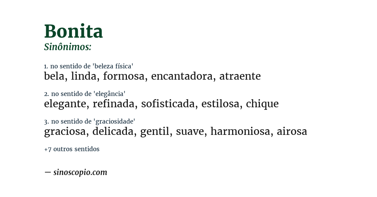 Sinônimo de bonita