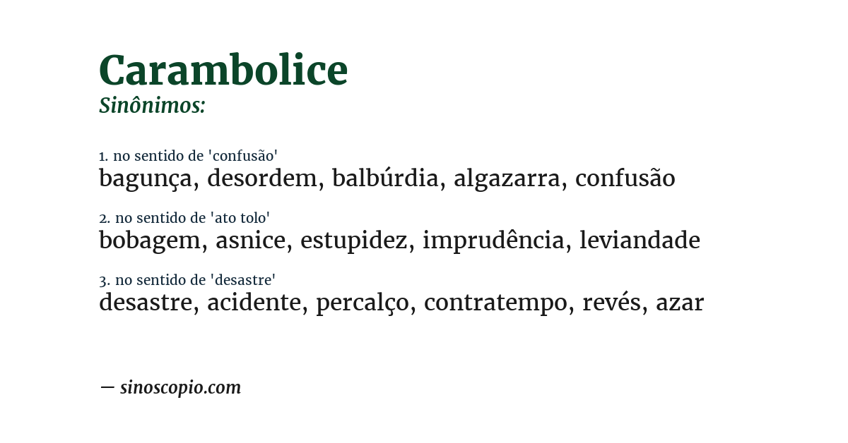Sinônimo de carambolice