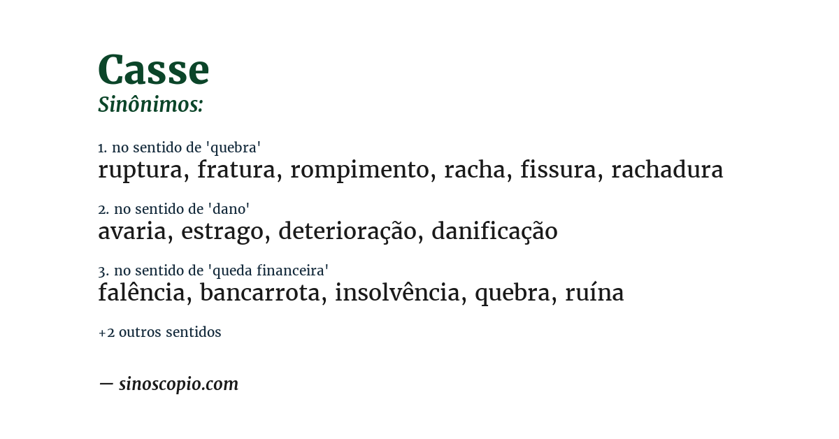 Sinônimo de casse