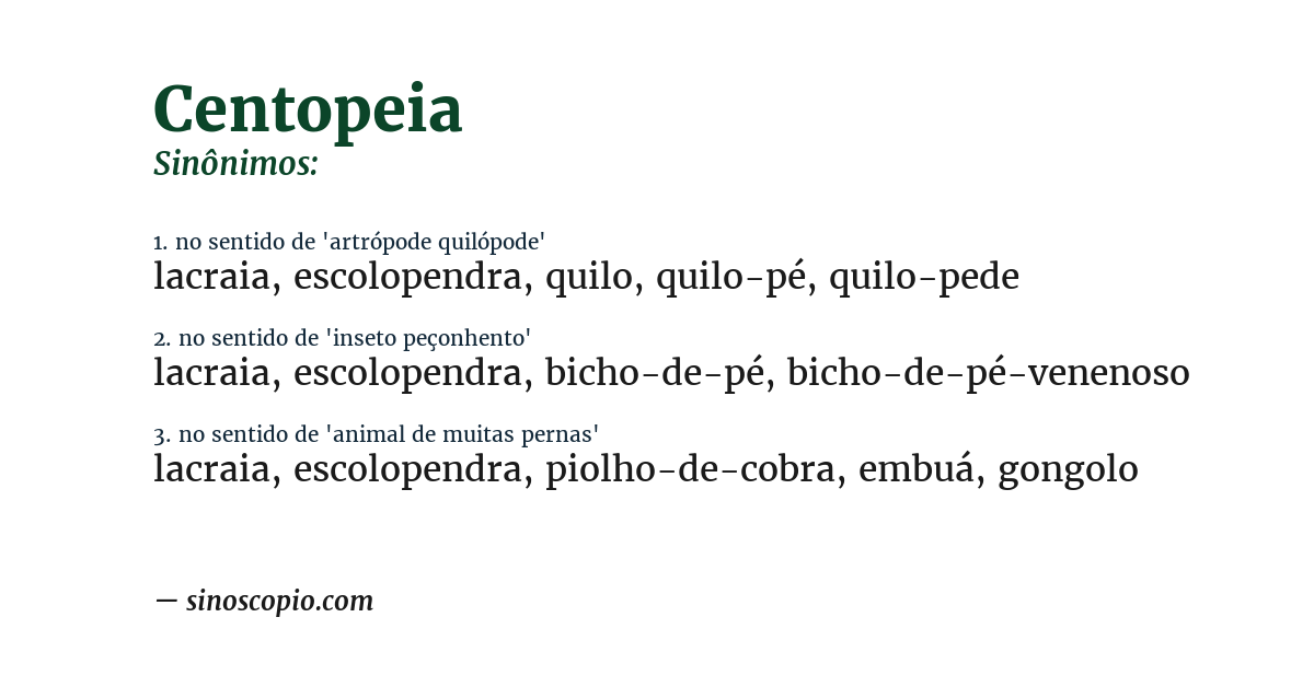 Sinônimo de centopeia