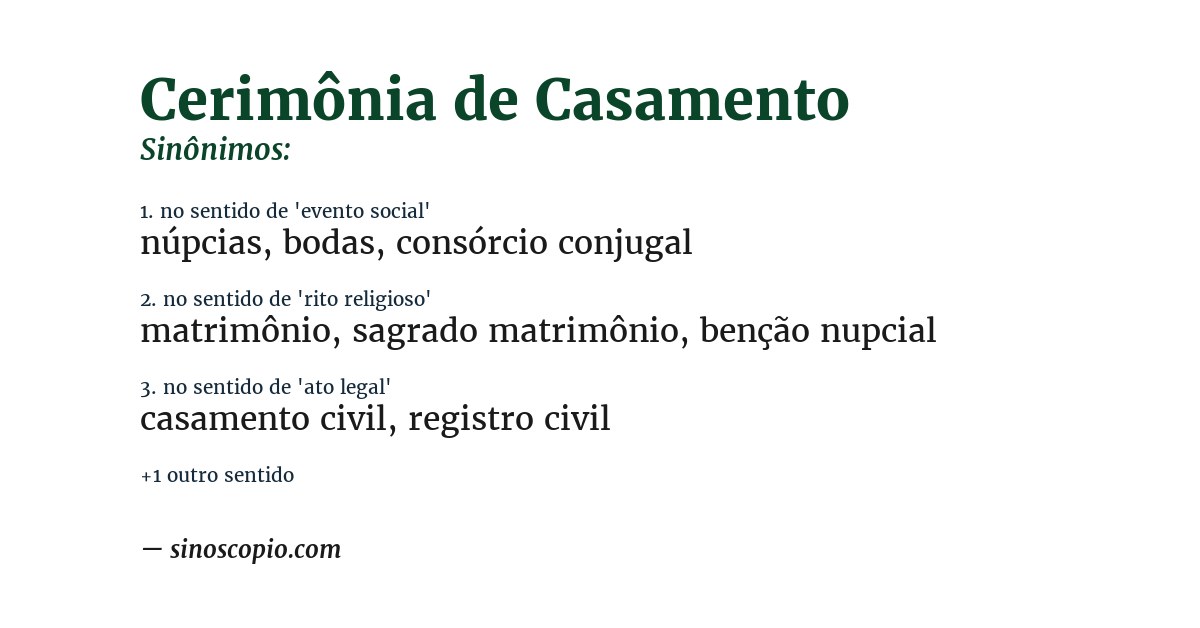 Sinônimo de cerimônia de casamento