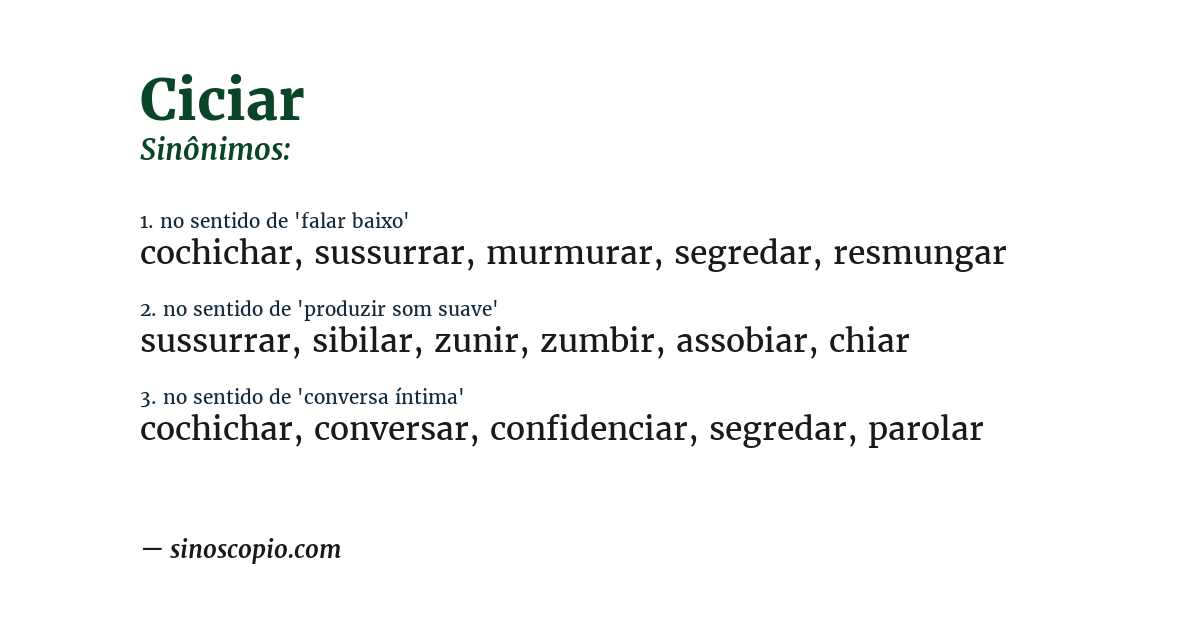 Sinônimo de ciciar