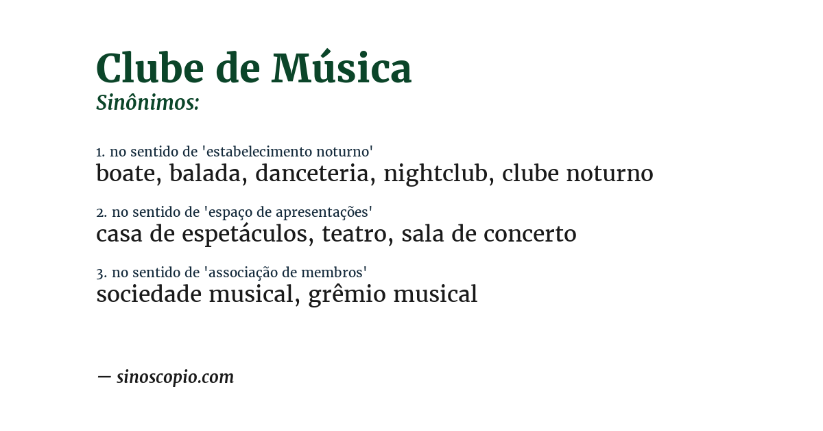 Sinônimo de clube de música