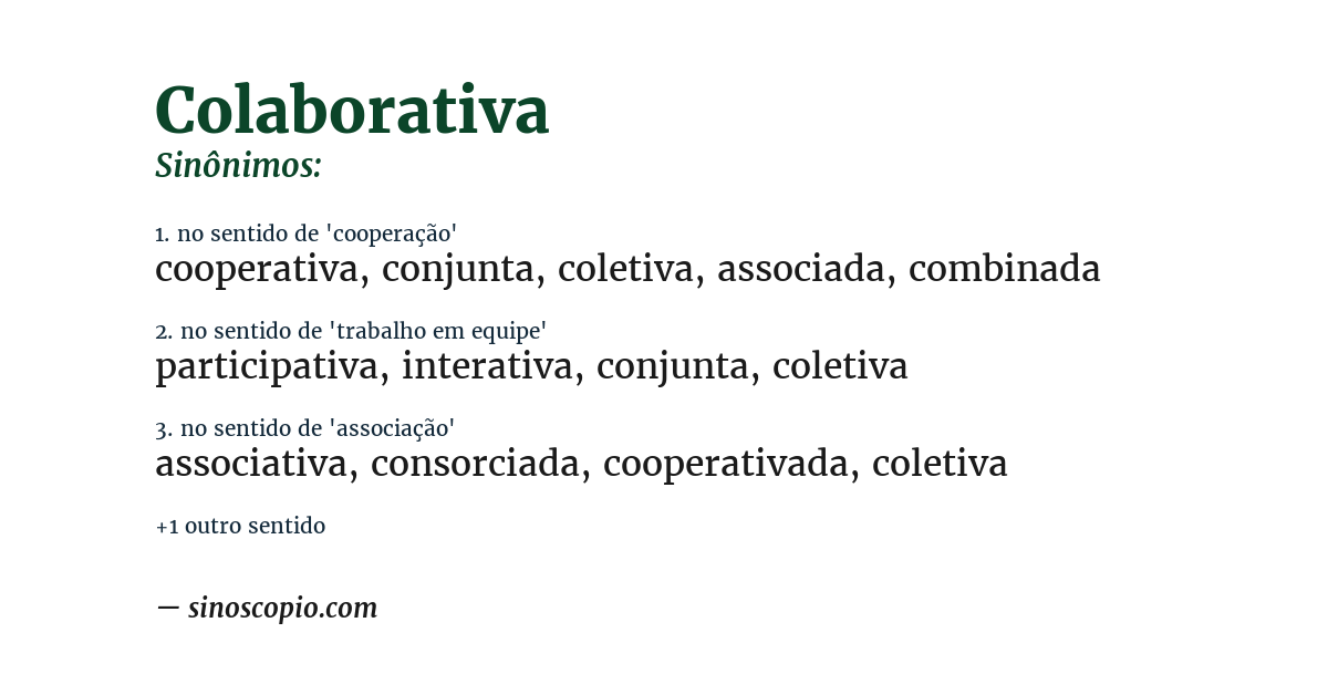 Sinônimo de colaborativa