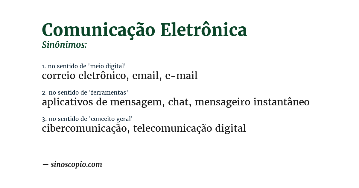 Sinônimo de comunicação eletrônica