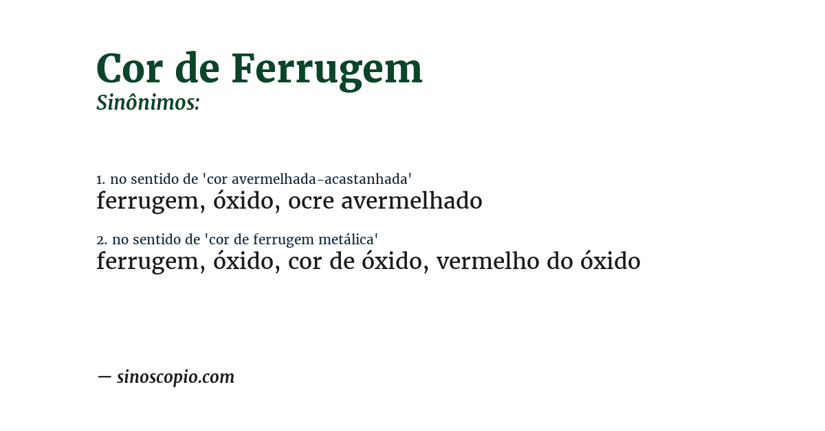 Sinônimo de cor de ferrugem
