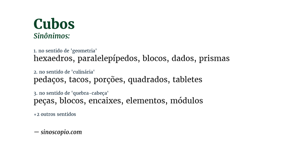 Sinônimo de cubos