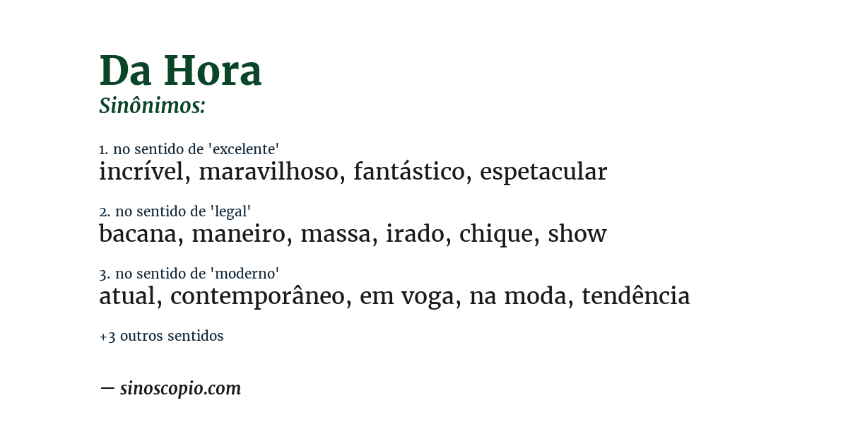 Sinônimo de da hora