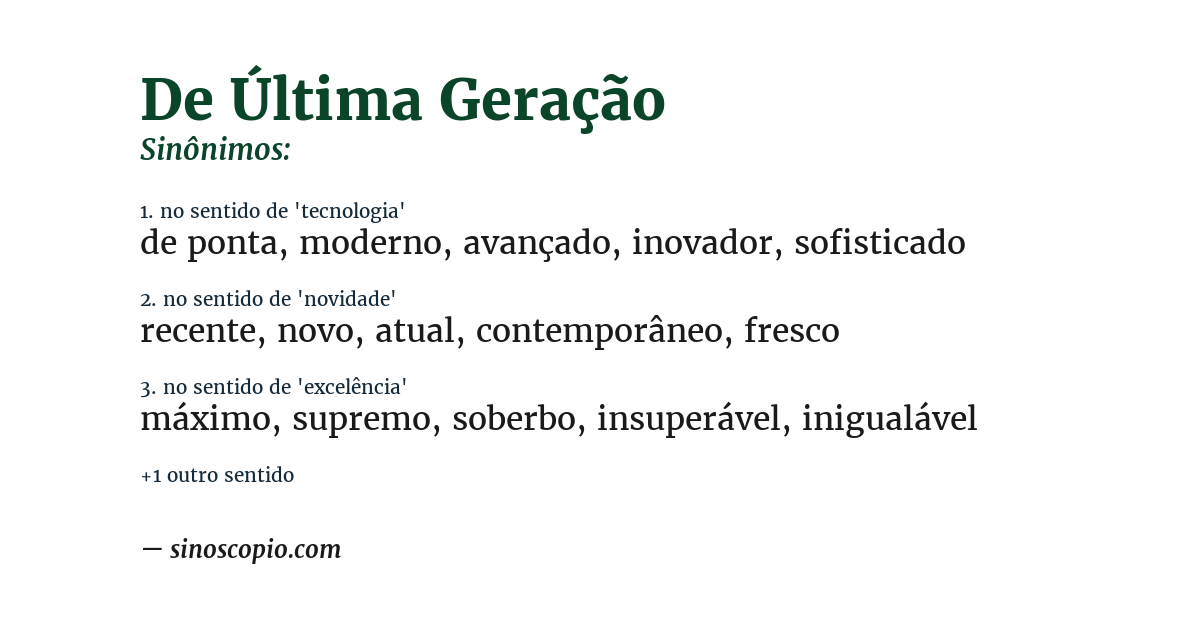Sinônimo de de última geração
