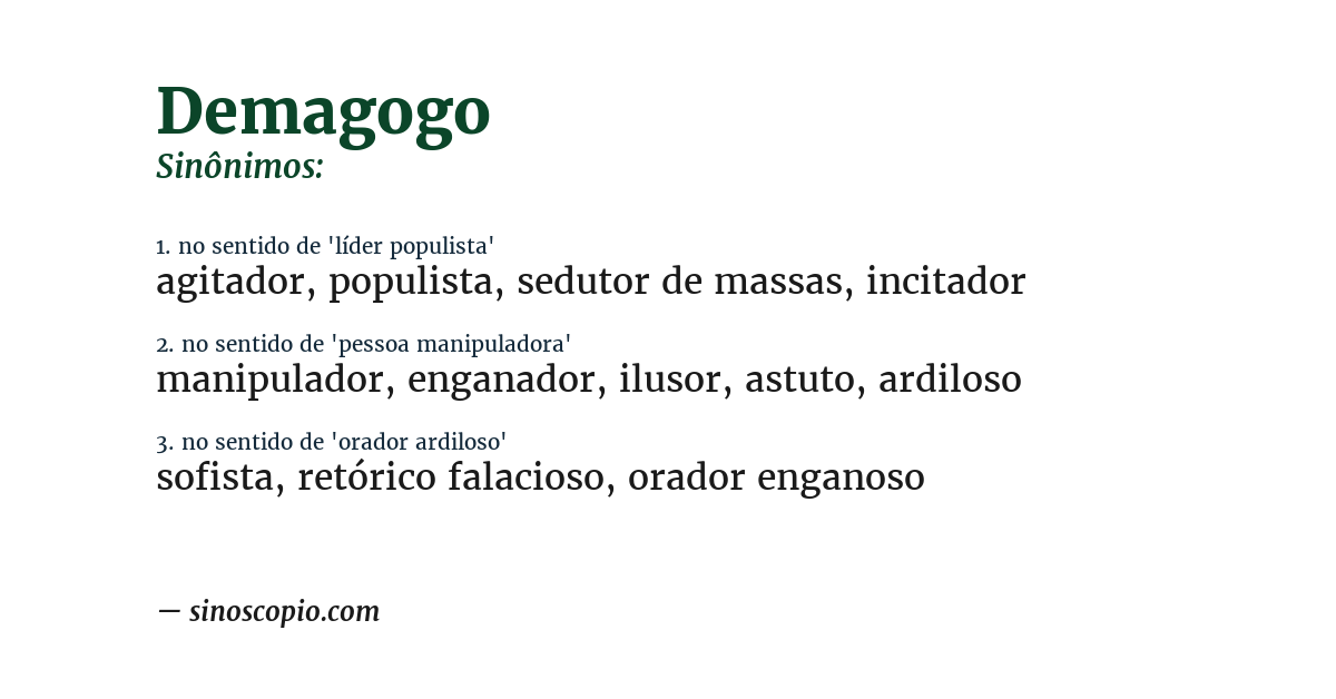 Sinônimo de demagogo