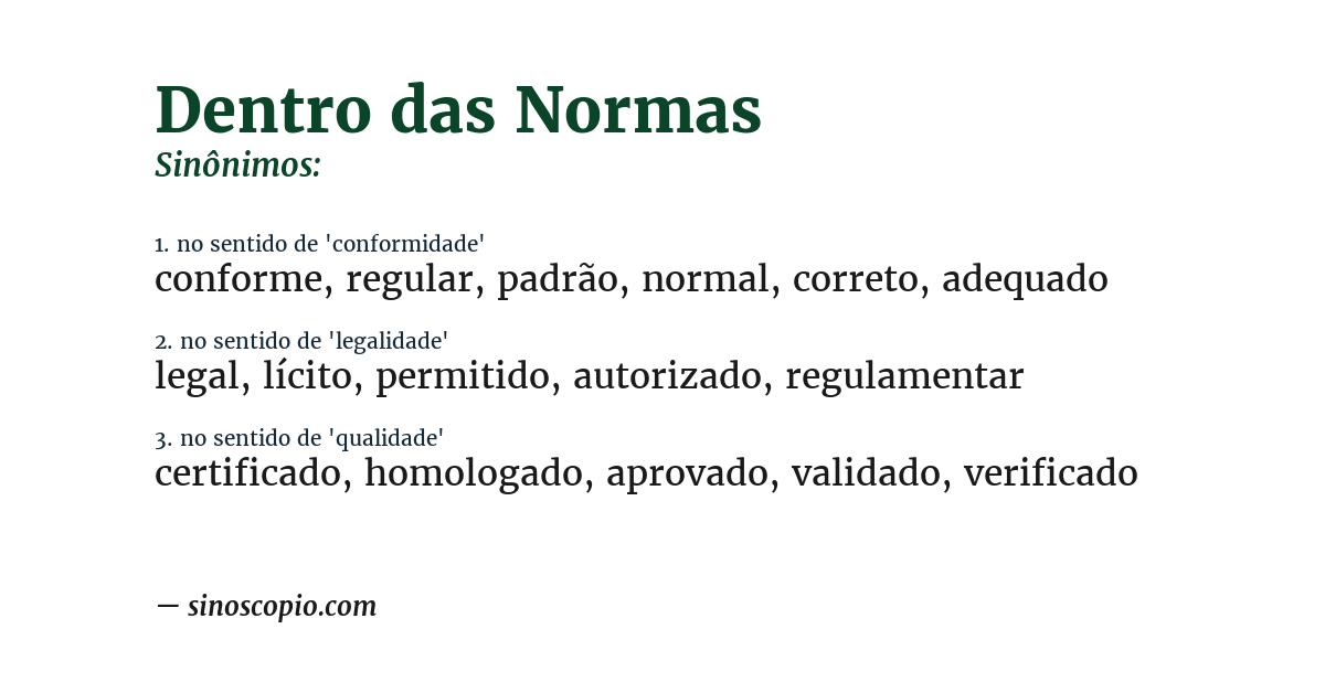 Sinônimo de dentro das normas