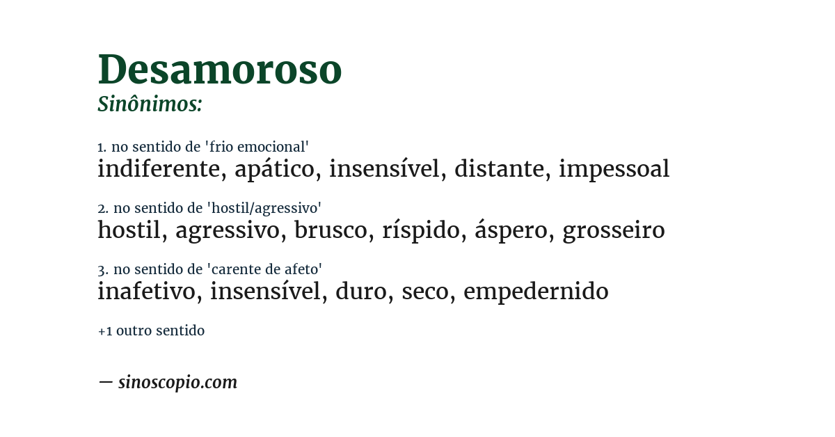 Sinônimo de desamoroso